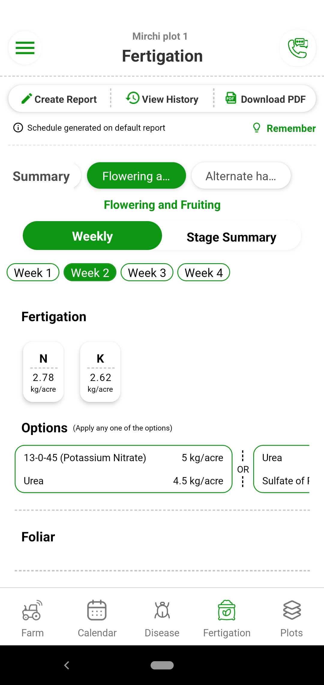 Chilli crop needs fertilizers in form of soil application, fertigation and foliar application. Some stages need more of a particular nutrient than the other. Our dynamic fertilizer schedule takes into account variety, stage-wise crop needs and nutrient availability in soil and in leaf. Fyllo nutrient schedule is generated on based of nutrient interactions in the soil and crop by a team of Chilli crop experts and technologists. Crop yield target is also a factor in the nutrient schedule.