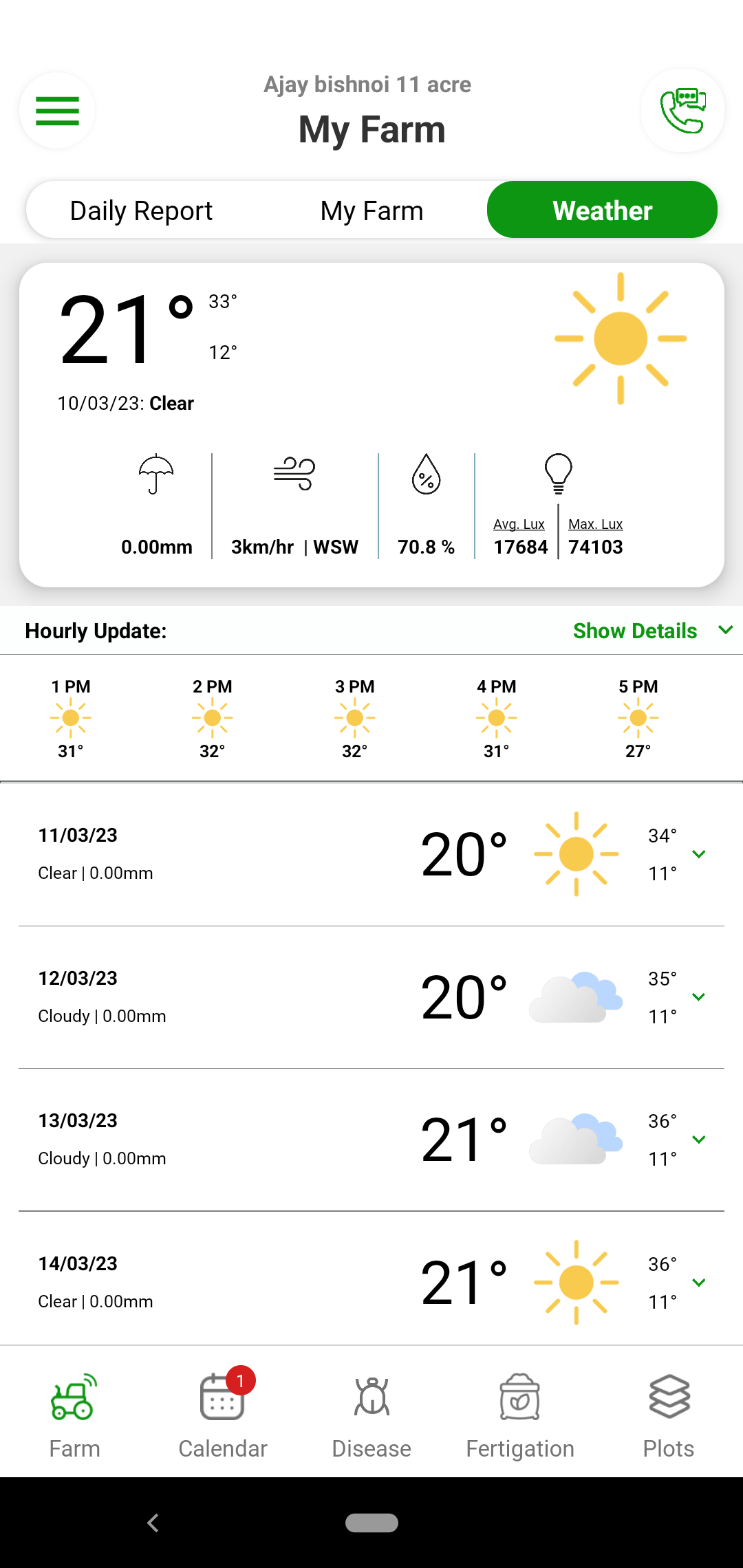 Grape growing is very sensitive to climate. Rainfall in sensitive stage may lead to heavy crop losses. Also, leaf wetness and high humidity cause fungal diseases. With Fyllo’s farm level weather monitoring and predictions for next 2 weeks will hep you plan for the next actions.